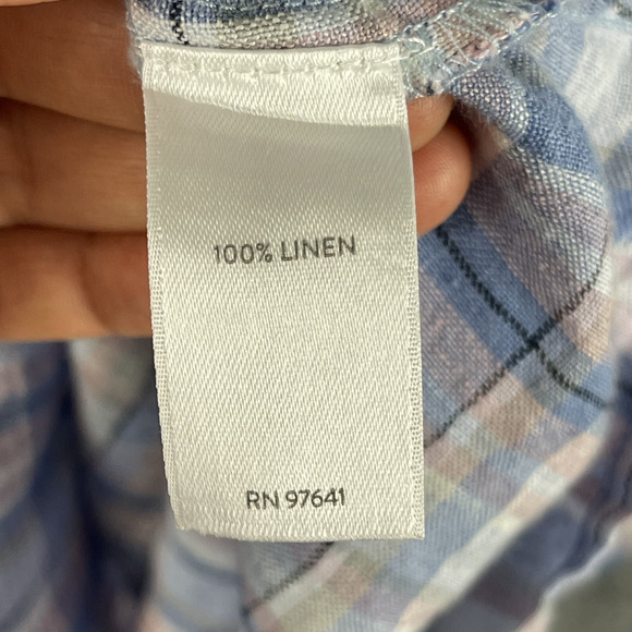 J Jill Love Linen Dress Womens Medium Petite Plaid Sleeveless Coastal Beachy - Picture 8 of 14